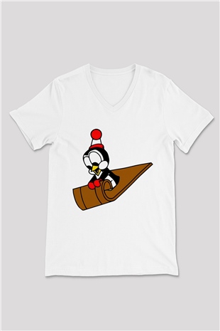 Chilly Willy Beyaz Unisex  V Yaka Tişört