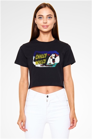 Chilly Willy Siyah Crop Top Tişört