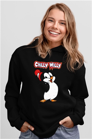 Chilly Willy Siyah Unisex Hoodie