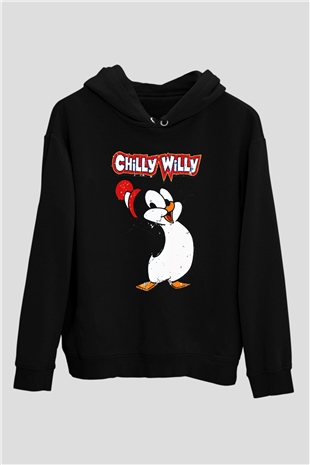 Chilly Willy Siyah Unisex Hoodie
