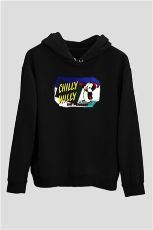 Chilly Willy Siyah Unisex Kapüşonlu Sweatshirt