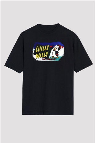 Chilly Willy Siyah Unisex Oversize Tişört