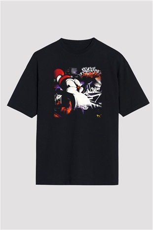 Chilly Willy Siyah Unisex Oversize Tişört
