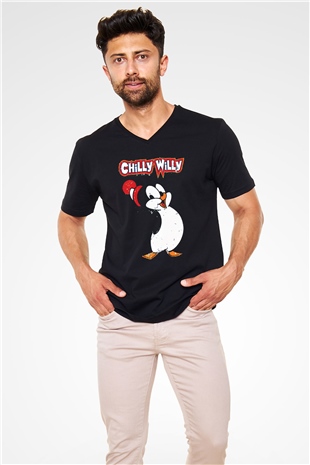 Chilly Willy Siyah Unisex  V Yaka Tişört