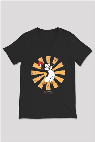 Chilly Willy Siyah Unisex  V Yaka Tişört