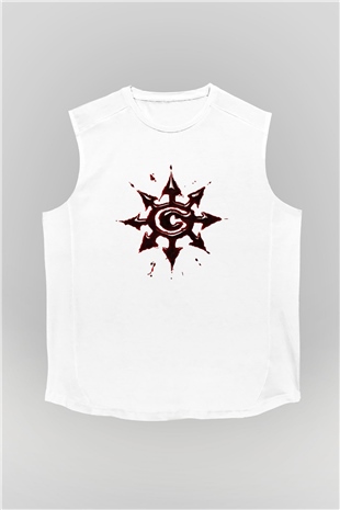 Chimaira Baskılı Unisex Beyaz Kolsuz Tişört