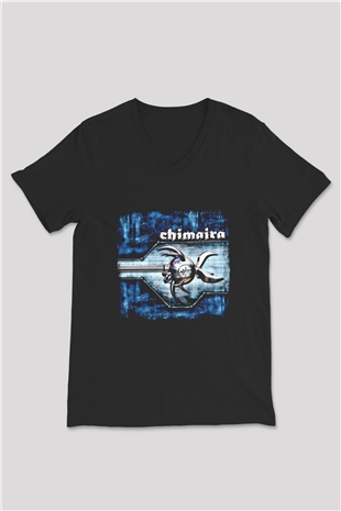 Chimaira Baskılı Unisex Siyah V Yaka Tişört