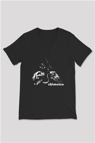Chimaira Baskılı Unisex Siyah V Yaka Tişört
