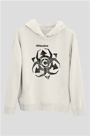 Chimaira Beyaz Unisex Kapüşonlu Sweatshirt