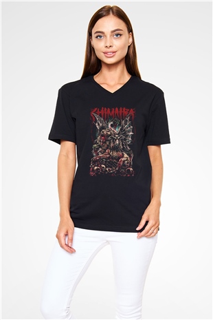 Chimaira Siyah Unisex V Yaka Tişört T-Shirt