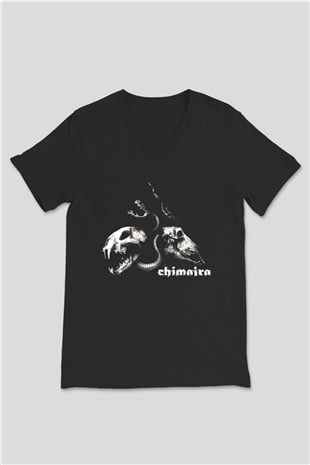 Chimaira Siyah Unisex V Yaka Tişört T-Shirt