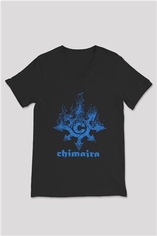 Chimaira Siyah Unisex V Yaka Tişört T-Shirt