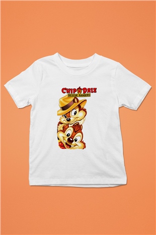 Chipn Dale Rescue Rangers Baskılı Beyaz Unisex Çocuk Tişört