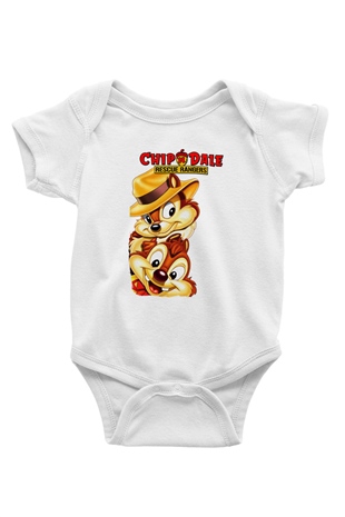 Chipn Dale Rescue Rangers Baskılı Beyaz Unisex Bebek Body - Zıbın