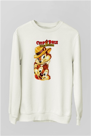 Chipn Dale Rescue Rangers Beyaz Unisex Sweatshirt
