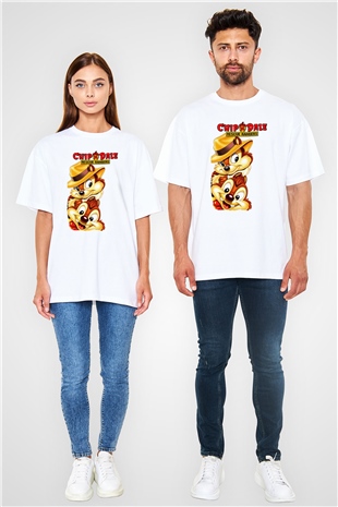 Chipn Dale Rescue Rangers Beyaz Unisex Oversize Tişört