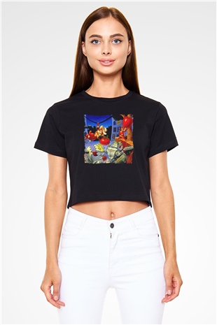 Chipn Dale Rescue Rangers Siyah   Crop Top Tişört