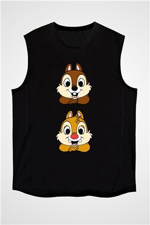 Chipn Dale Rescue Rangers Siyah Unisex  Kolsuz Tişört