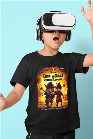 Chipn Dale Rescue Rangers Siyah Unisex  Çocuk Tişört