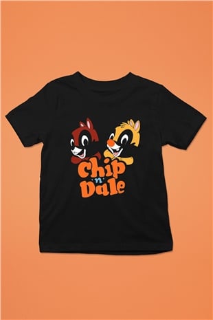 Chipn Dale Rescue Rangers Siyah Unisex  Çocuk Tişört