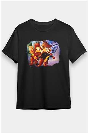 Chipn Dale Rescue Rangers Siyah Unisex Tişört