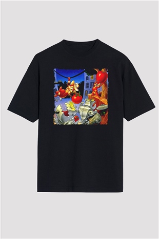 Chipn Dale Rescue Rangers Siyah Oversize Tişört