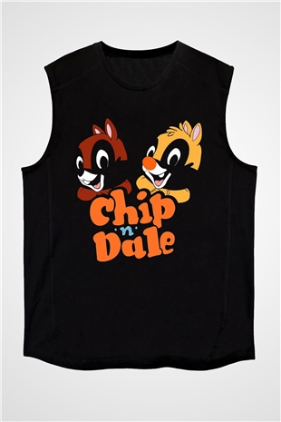 Chipn Dale Rescue Rangers Siyah Unisex  Kolsuz Tişört