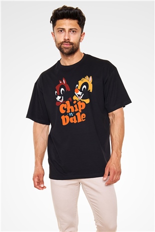 Chipn Dale Rescue Rangers Siyah Oversize Tişört