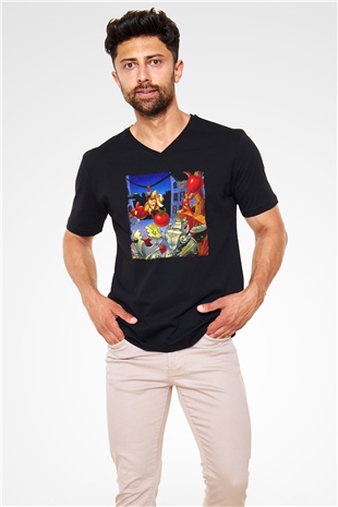 Chipn Dale Rescue Rangers Siyah Unisex  V Yaka Tişört