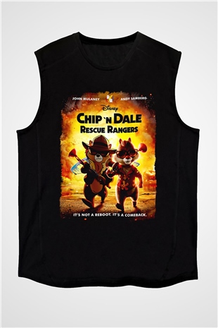 Chipn Dale Rescue Rangers Siyah Unisex  Kolsuz Tişört