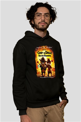 Chipn Dale Rescue Rangers Siyah Unisex Hoodie
