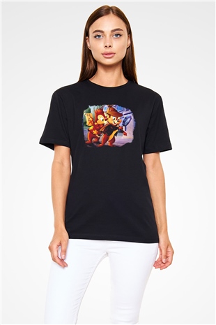 Chipn Dale Rescue Rangers Siyah Unisex Tişört
