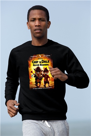 Chipn Dale Rescue Rangers Siyah Unisex  Sweatshirt