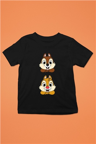 Chipn Dale Rescue Rangers Siyah Unisex  Çocuk Tişört