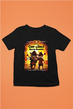 Chipn Dale Rescue Rangers Siyah Unisex  Çocuk Tişört