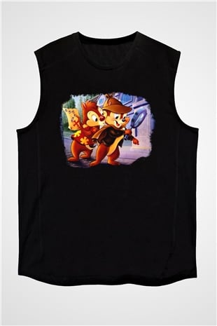 Chipn Dale Rescue Rangers Siyah Unisex Kolsuz Tişört