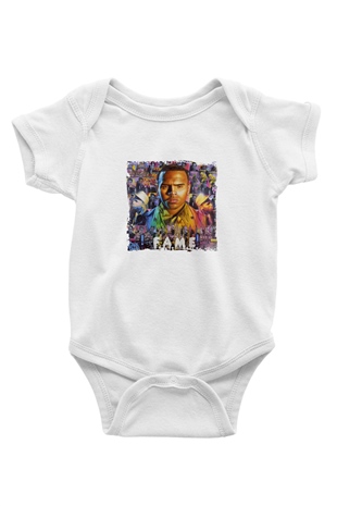 Chris Brown Baskılı Unisex Beyaz Bebek Body - Zıbın