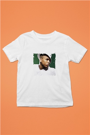 Chris Brown Baskılı Unisex Beyaz Çocuk Tişört