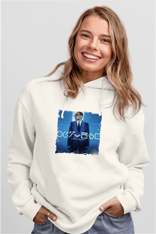 Chris Brown Baskılı Unisex Beyaz Kapüşonlu Sweatshirt