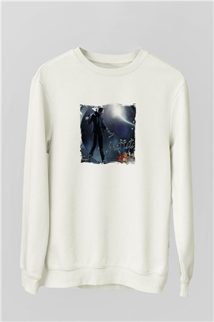 Chris Brown Baskılı Unisex Beyaz Sweatshirt