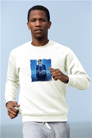 Chris Brown Baskılı Unisex Beyaz Sweatshirt