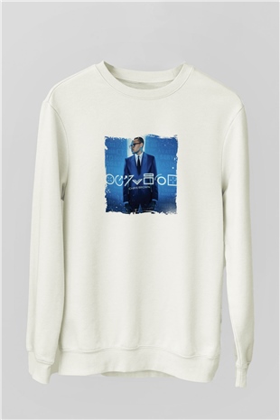 Chris Brown Baskılı Unisex Beyaz Sweatshirt