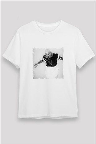 Chris Brown Baskılı Unisex Beyaz Tişört