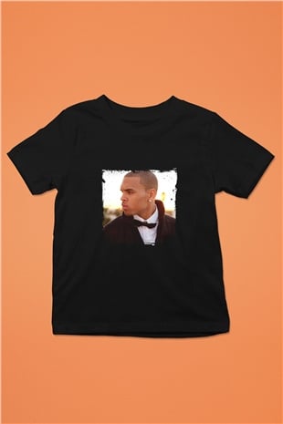 Chris Brown Baskılı Unisex Siyah Çocuk Tişört