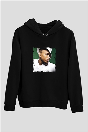 Chris Brown Baskılı Unisex Siyah Hoodie