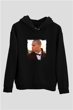 Chris Brown Baskılı Unisex Siyah Hoodie