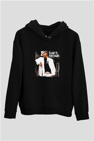 Chris Brown Baskılı Unisex Siyah Hoodie