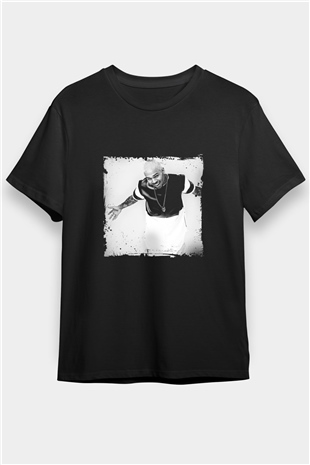 Chris Brown Baskılı Unisex Siyah Tişört