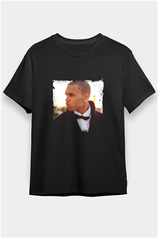Chris Brown Baskılı Unisex Siyah Tişört