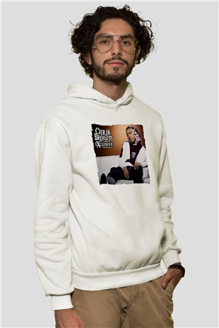 Chris Brown Beyaz Unisex Kapüşonlu Sweatshirt